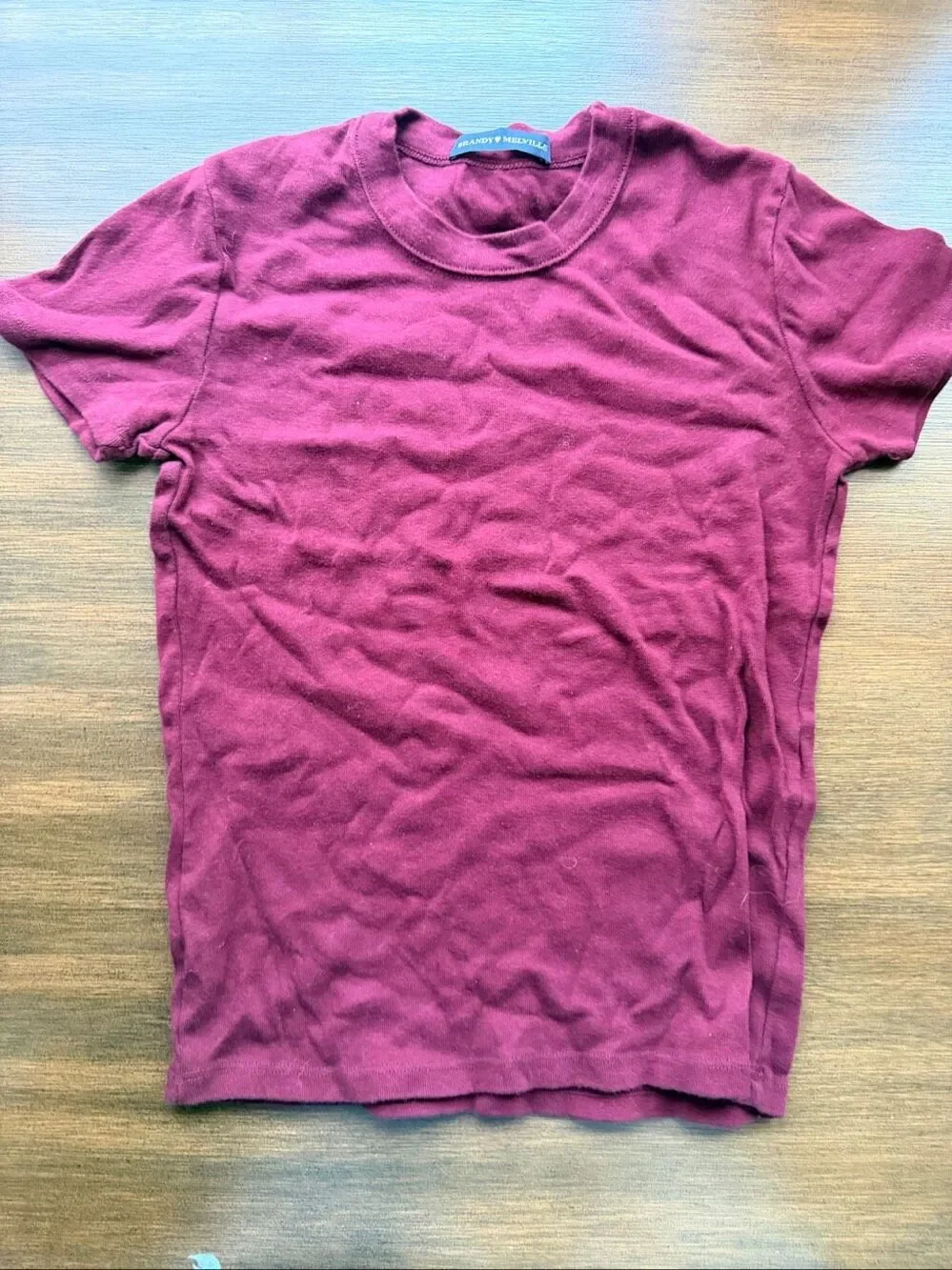 Brandy Melville Erica Oversized Crewneck T-Shirt Short Sleeve Wine Burgundy OS